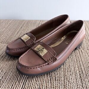 Lauren Ralph Lauren Women's Barnsbury Loafer Flats 8B Nappa Leather Brown